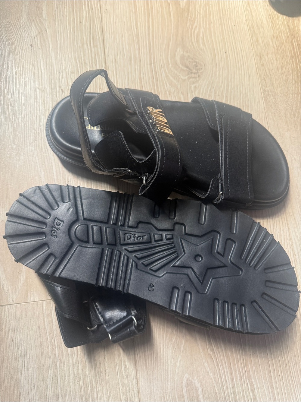 Dior Men’s Black Strapped Logo Sandals